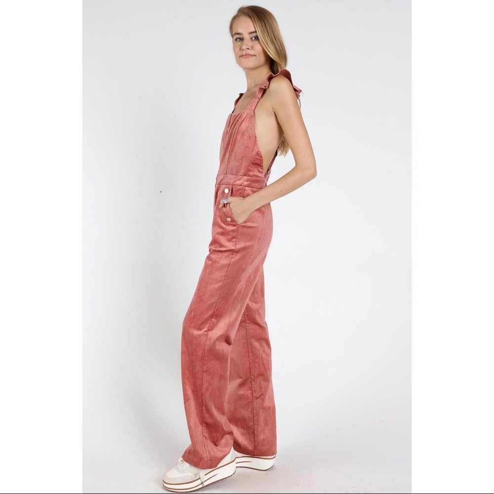 Pink Corduroy Ruffle Dungarees - Picture 4 of 8